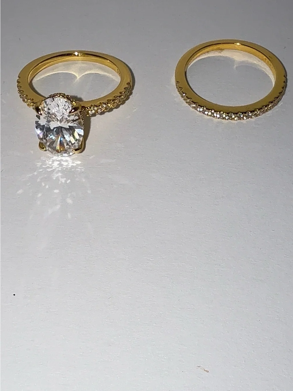 3.5ct Oval CZ Gold Vermeil Wedding Set Size 6.5